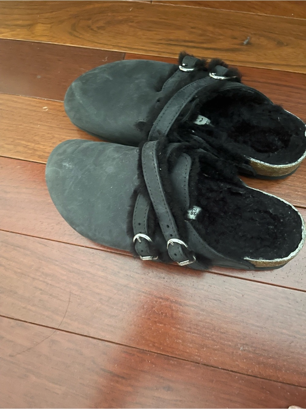 Birkenstock Kids Black Faux-Suede Slip-On Clogs with Fur Lining